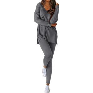 imageBTFBM Two Piece Sets for Women 2026 Casual Lounge Set Matching Oversized Shirts Leggings Workout Airport Travel OutfitsGrey