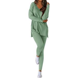 imageBTFBM Two Piece Sets for Women 2026 Casual Lounge Set Matching Oversized Shirts Leggings Workout Airport Travel OutfitsSage Green