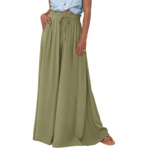 imageBTFBM Women Casual High Waist Wide Leg Pants 2026 Spring Summer Long Palazzo Pants Pocket Lounge Beach Vacation ClothesSolid Light Army Green