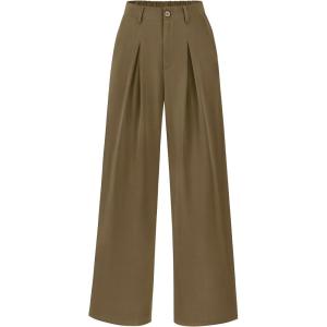 imageBTFBM Women High Waist Palazzo Pants Spring 2026 Casual Wide Leg Trousers Loose Work Office Business Suit Pant PocketsArmy Green