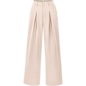 imageBTFBM Women High Waist Palazzo Pants Spring 2026 Casual Wide Leg Trousers Loose Work Office Business Suit Pant PocketsBeige