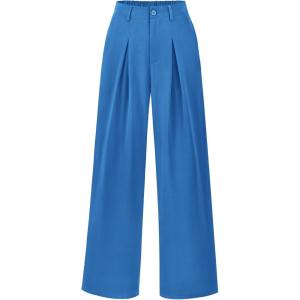 imageBTFBM Women High Waist Palazzo Pants Spring 2026 Casual Wide Leg Trousers Loose Work Office Business Suit Pant PocketsBlue