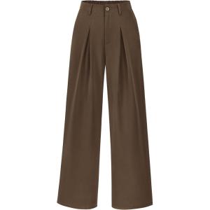 imageBTFBM Women High Waist Palazzo Pants Spring 2026 Casual Wide Leg Trousers Loose Work Office Business Suit Pant PocketsCoffee
