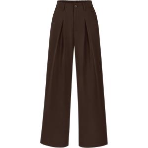 imageBTFBM Women High Waist Palazzo Pants Spring 2026 Casual Wide Leg Trousers Loose Work Office Business Suit Pant PocketsDark Brown