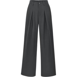 imageBTFBM Women High Waist Palazzo Pants Spring 2026 Casual Wide Leg Trousers Loose Work Office Business Suit Pant PocketsDark Grey