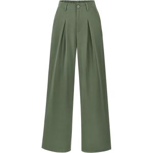 imageBTFBM Women High Waist Palazzo Pants Spring 2026 Casual Wide Leg Trousers Loose Work Office Business Suit Pant PocketsGrey Green
