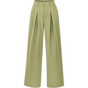 imageBTFBM Women High Waist Palazzo Pants Spring 2026 Casual Wide Leg Trousers Loose Work Office Business Suit Pant PocketsLight Green