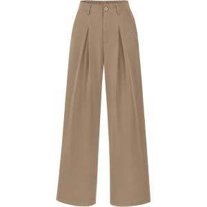 imageBTFBM Women High Waist Palazzo Pants Spring 2026 Casual Wide Leg Trousers Loose Work Office Business Suit Pant PocketsLight Khaki