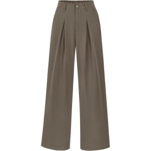 imageBTFBM Women High Waist Palazzo Pants Spring 2026 Casual Wide Leg Trousers Loose Work Office Business Suit Pant PocketsMocha Brown
