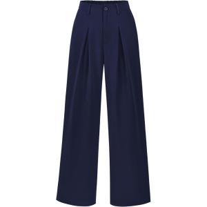 imageBTFBM Women High Waist Palazzo Pants Spring 2026 Casual Wide Leg Trousers Loose Work Office Business Suit Pant PocketsNavy