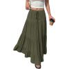 imageBTFBM Spring Skirts for Women 2026 Summer Boho Beach Vacation Clothes Casual Pleated High Waisted Flowy Maxi SkirtArmy Green