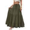 imageBTFBM Spring Skirts for Women 2026 Summer Boho Beach Vacation Clothes Casual Pleated High Waisted Flowy Maxi SkirtArmy Green