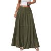 imageBTFBM Spring Skirts for Women 2026 Summer Boho Beach Vacation Clothes Casual Pleated High Waisted Flowy Maxi SkirtArmy Green