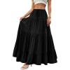 imageBTFBM Spring Skirts for Women 2026 Summer Boho Beach Vacation Clothes Casual Pleated High Waisted Flowy Maxi SkirtBlack