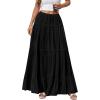 imageBTFBM Spring Skirts for Women 2026 Summer Boho Beach Vacation Clothes Casual Pleated High Waisted Flowy Maxi SkirtBlack