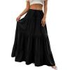 imageBTFBM Spring Skirts for Women 2026 Summer Boho Beach Vacation Clothes Casual Pleated High Waisted Flowy Maxi SkirtBlack
