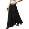 imageBTFBM Spring Skirts for Women 2026 Summer Boho Beach Vacation Clothes Casual Pleated High Waisted Flowy Maxi SkirtBlack