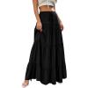 imageBTFBM Spring Skirts for Women 2026 Summer Boho Beach Vacation Clothes Casual Pleated High Waisted Flowy Maxi SkirtBlack