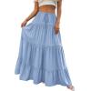 imageBTFBM Spring Skirts for Women 2026 Summer Boho Beach Vacation Clothes Casual Pleated High Waisted Flowy Maxi SkirtBlue