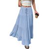 imageBTFBM Spring Skirts for Women 2026 Summer Boho Beach Vacation Clothes Casual Pleated High Waisted Flowy Maxi SkirtBlue