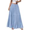 imageBTFBM Spring Skirts for Women 2026 Summer Boho Beach Vacation Clothes Casual Pleated High Waisted Flowy Maxi SkirtBlue