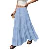 imageBTFBM Spring Skirts for Women 2026 Summer Boho Beach Vacation Clothes Casual Pleated High Waisted Flowy Maxi SkirtBlue