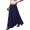 imageBTFBM Spring Skirts for Women 2026 Summer Boho Beach Vacation Clothes Casual Pleated High Waisted Flowy Maxi SkirtNavy Blue