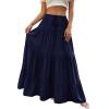imageBTFBM Spring Skirts for Women 2026 Summer Boho Beach Vacation Clothes Casual Pleated High Waisted Flowy Maxi SkirtNavy Blue