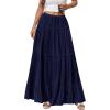 imageBTFBM Spring Skirts for Women 2026 Summer Boho Beach Vacation Clothes Casual Pleated High Waisted Flowy Maxi SkirtNavy Blue