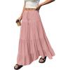 imageBTFBM Spring Skirts for Women 2026 Summer Boho Beach Vacation Clothes Casual Pleated High Waisted Flowy Maxi SkirtPink