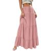 imageBTFBM Spring Skirts for Women 2026 Summer Boho Beach Vacation Clothes Casual Pleated High Waisted Flowy Maxi SkirtPink