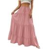 imageBTFBM Spring Skirts for Women 2026 Summer Boho Beach Vacation Clothes Casual Pleated High Waisted Flowy Maxi SkirtPink