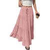 imageBTFBM Spring Skirts for Women 2026 Summer Boho Beach Vacation Clothes Casual Pleated High Waisted Flowy Maxi SkirtPink