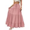 imageBTFBM Spring Skirts for Women 2026 Summer Boho Beach Vacation Clothes Casual Pleated High Waisted Flowy Maxi SkirtPink