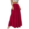 imageBTFBM Spring Skirts for Women 2026 Summer Boho Beach Vacation Clothes Casual Pleated High Waisted Flowy Maxi SkirtRed
