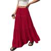 imageBTFBM Spring Skirts for Women 2026 Summer Boho Beach Vacation Clothes Casual Pleated High Waisted Flowy Maxi SkirtRed