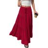 imageBTFBM Spring Skirts for Women 2026 Summer Boho Beach Vacation Clothes Casual Pleated High Waisted Flowy Maxi SkirtRed