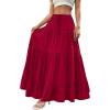 imageBTFBM Spring Skirts for Women 2026 Summer Boho Beach Vacation Clothes Casual Pleated High Waisted Flowy Maxi SkirtRed