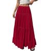imageBTFBM Spring Skirts for Women 2026 Summer Boho Beach Vacation Clothes Casual Pleated High Waisted Flowy Maxi SkirtRed