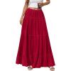 imageBTFBM Spring Skirts for Women 2026 Summer Boho Beach Vacation Clothes Casual Pleated High Waisted Flowy Maxi SkirtRed