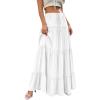 imageBTFBM Spring Skirts for Women 2026 Summer Boho Beach Vacation Clothes Casual Pleated High Waisted Flowy Maxi SkirtWhite