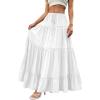 imageBTFBM Spring Skirts for Women 2026 Summer Boho Beach Vacation Clothes Casual Pleated High Waisted Flowy Maxi SkirtWhite