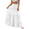 imageBTFBM Spring Skirts for Women 2026 Summer Boho Beach Vacation Clothes Casual Pleated High Waisted Flowy Maxi SkirtWhite