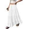 imageBTFBM Spring Skirts for Women 2026 Summer Boho Beach Vacation Clothes Casual Pleated High Waisted Flowy Maxi SkirtWhite