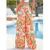 imageBTFBM Wide Leg Pants Woman 2026 Summer Smocked Waist Floral Pant Resort Wear Spring Beach Vacation Clothes for WomenBeige