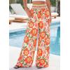 imageBTFBM Wide Leg Pants Woman 2026 Summer Smocked Waist Floral Pant Resort Wear Spring Beach Vacation Clothes for WomenBeige