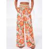 imageBTFBM Wide Leg Pants Woman 2026 Summer Smocked Waist Floral Pant Resort Wear Spring Beach Vacation Clothes for WomenBeige
