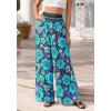 imageBTFBM Wide Leg Pants Woman 2026 Summer Smocked Waist Floral Pant Resort Wear Spring Beach Vacation Clothes for WomenBlack