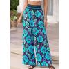 imageBTFBM Wide Leg Pants Woman 2026 Summer Smocked Waist Floral Pant Resort Wear Spring Beach Vacation Clothes for WomenBlack