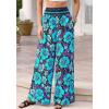 imageBTFBM Wide Leg Pants Woman 2026 Summer Smocked Waist Floral Pant Resort Wear Spring Beach Vacation Clothes for WomenBlack